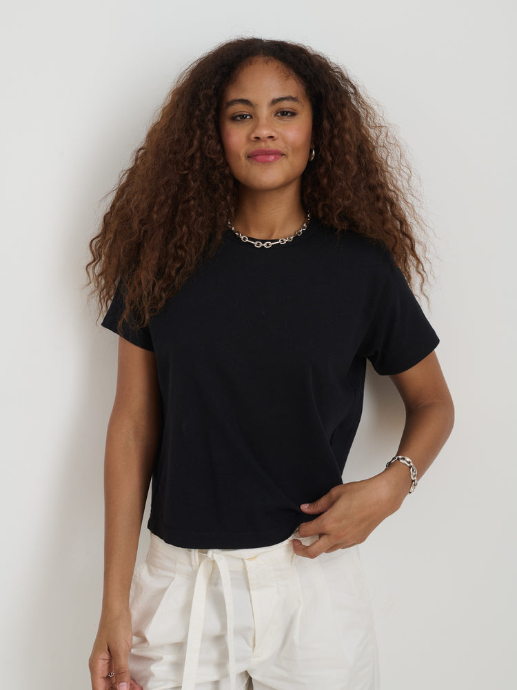 Alex Mill Garcon Tee In Linen Cotton Black