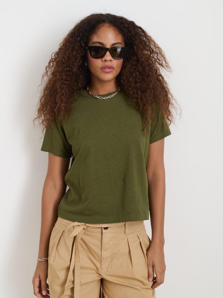 Alex Mill Garcon Tee In Linen Cotton Chive