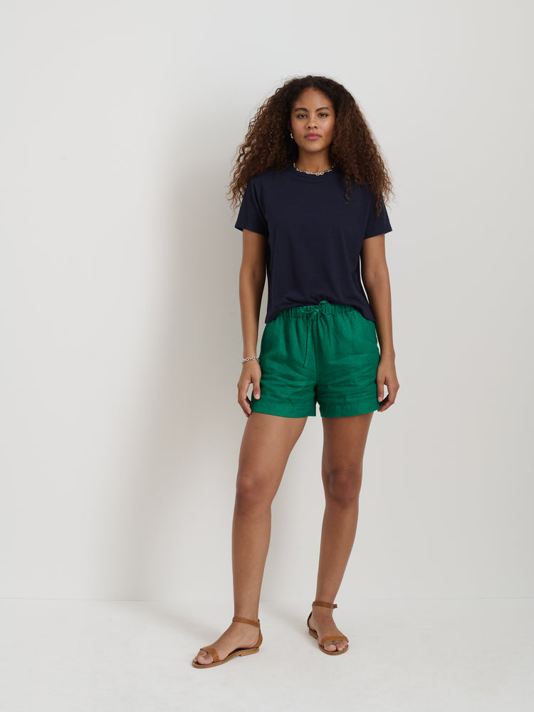 Alex Mill Garcon Tee In Linen Cotton Dark Navy