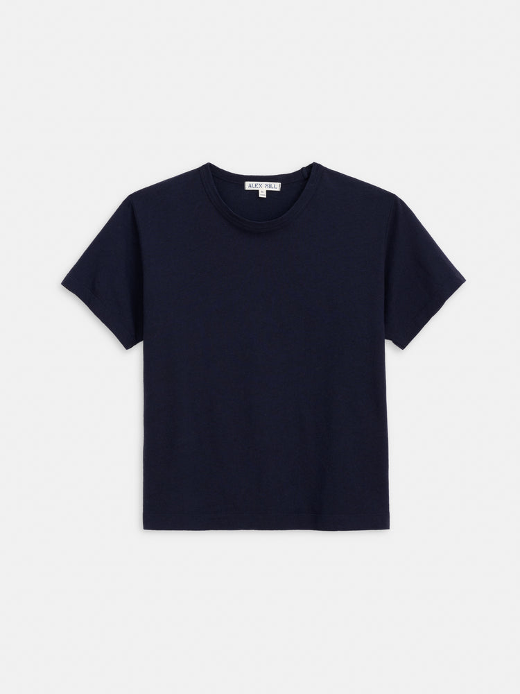 alex mill Garcon Tee In Linen Cotton Dark Navy