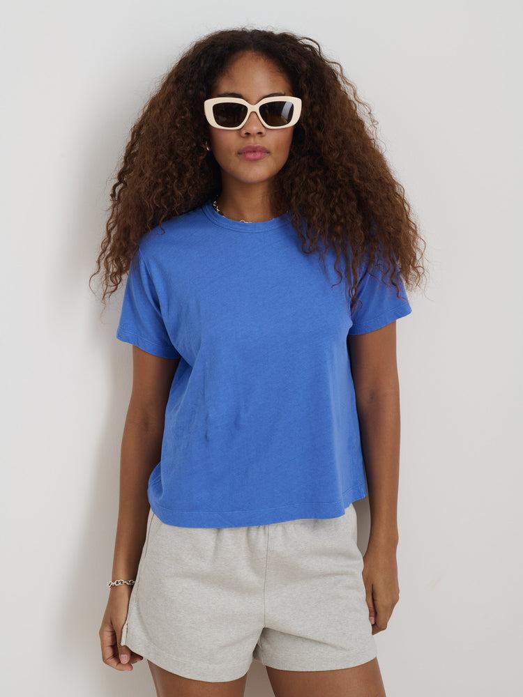 Alex Mill Garcon Tee In Linen Cotton French Blue