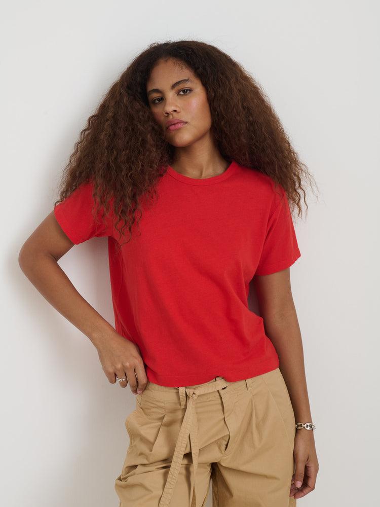 Alex Mill Garcon Tee In Linen Cotton Tomato