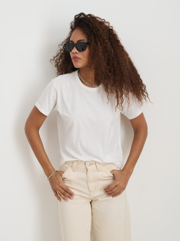Alex Mill Garcon Tee In Linen Cotton White