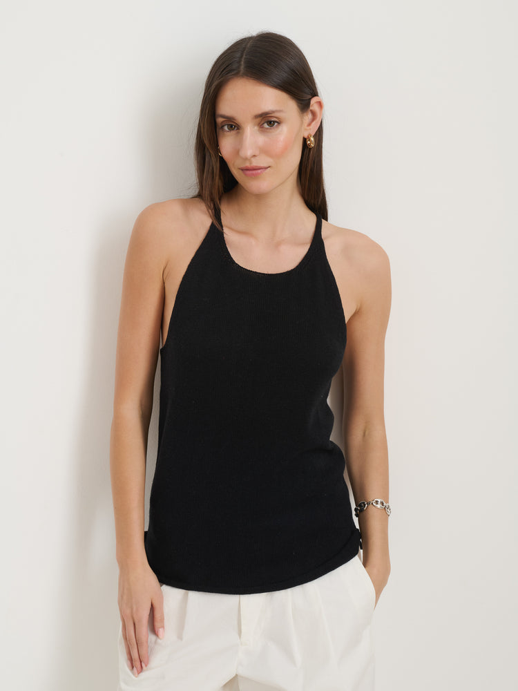 Alex Mill Josie Tank In Linen Cotton Black