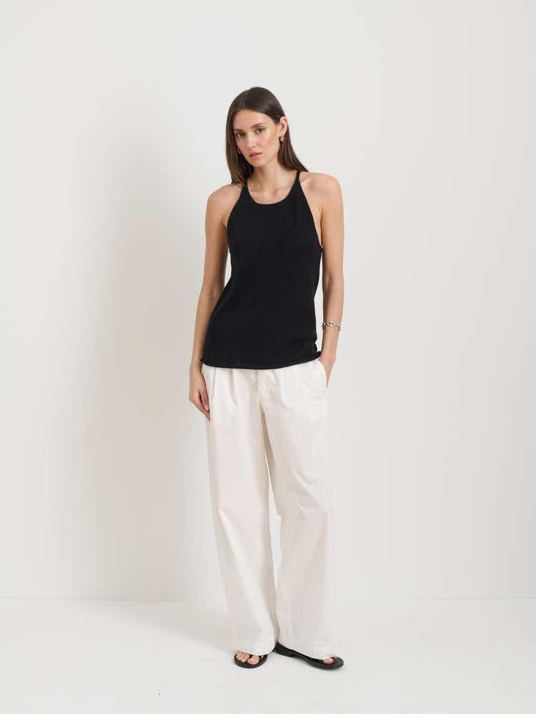 Alex Mill Josie Tank In Linen Cotton Black