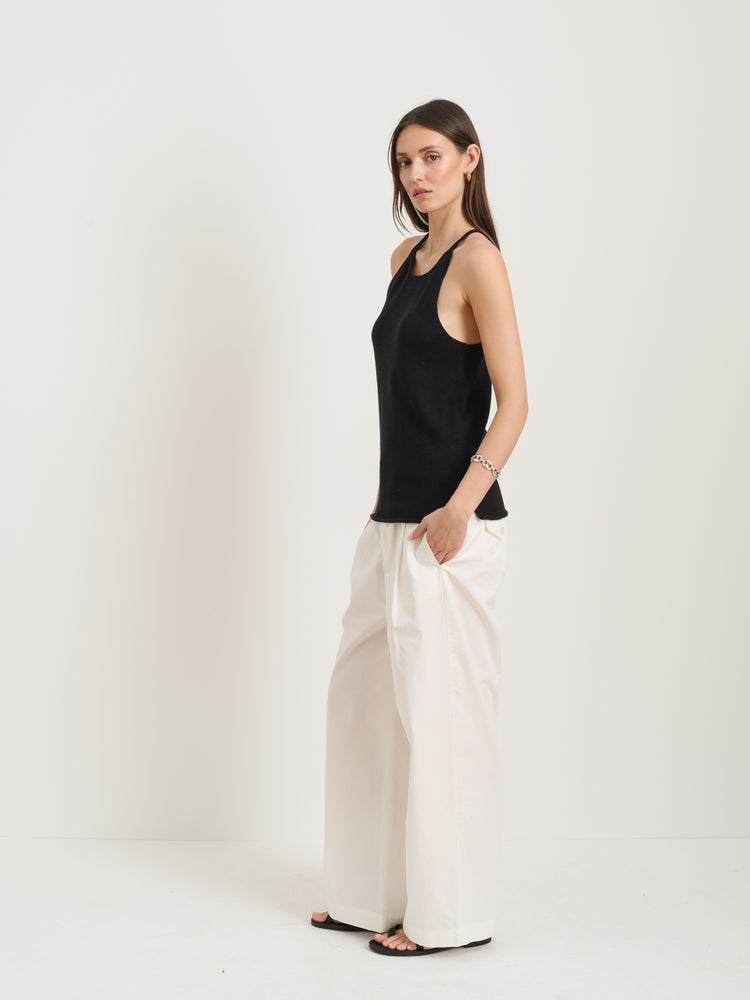 Alex Mill Josie Tank In Linen Cotton Black