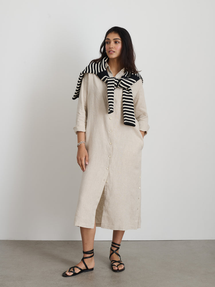 Alex Mill Kerry Shirtdress In Flax Linen Flax