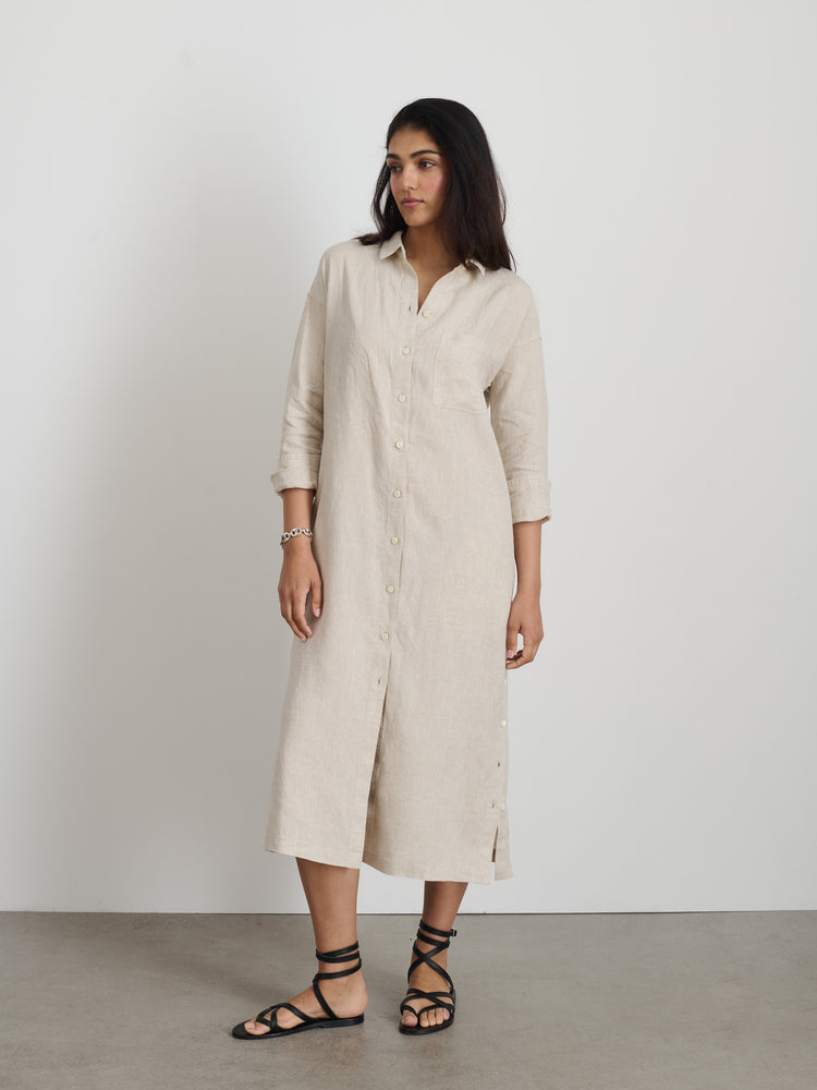 Alex Mill Kerry Shirtdress In Flax Linen Flax