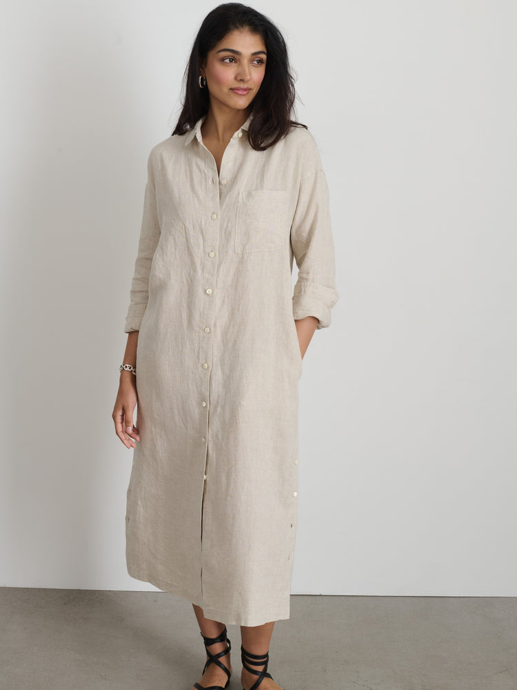 Alex Mill Kerry Shirtdress In Flax Linen Flax