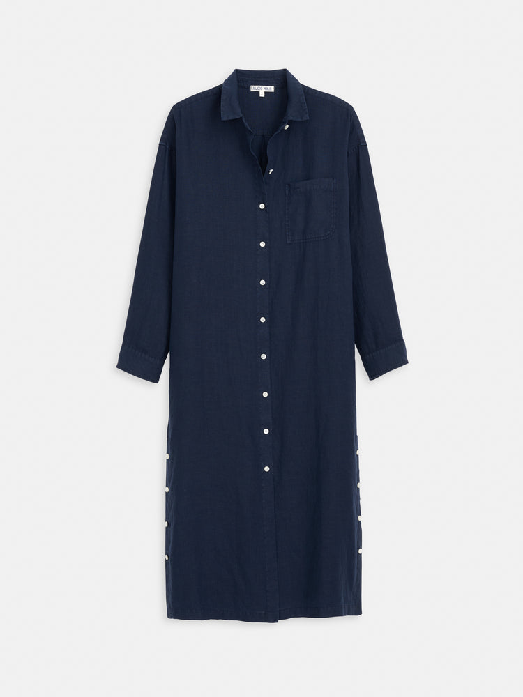alex mill Kerry Shirtdress In Linen Dark Navy