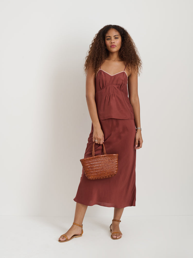 Alex Mill Lilly Cami In Washed Silk Cherry Wood