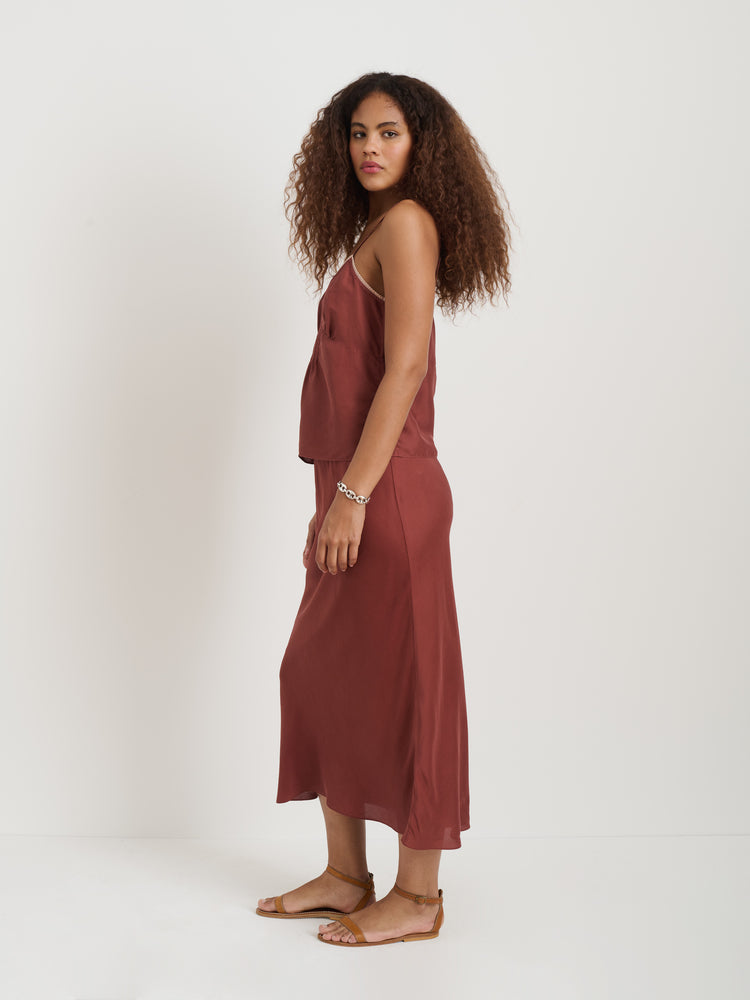 Alex Mill Lilly Cami In Washed Silk Cherry Wood