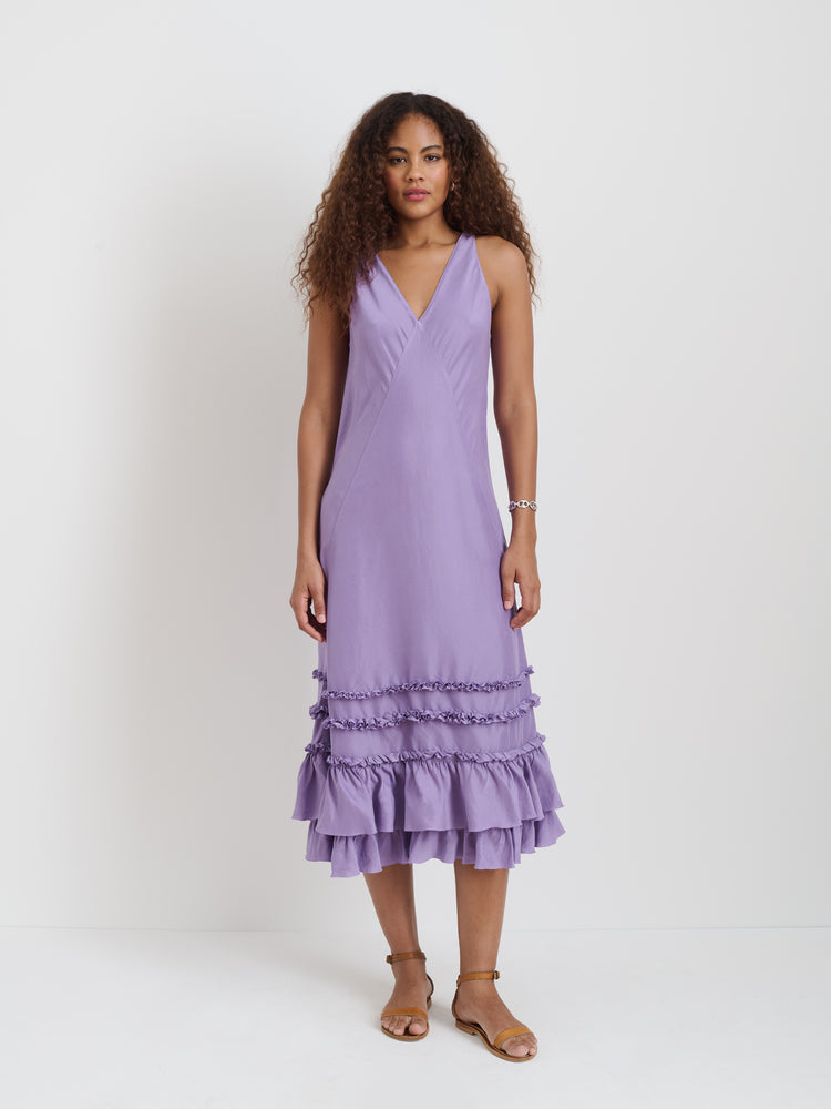 Alex Mill Lilly Dress In Washed Silk Lilac