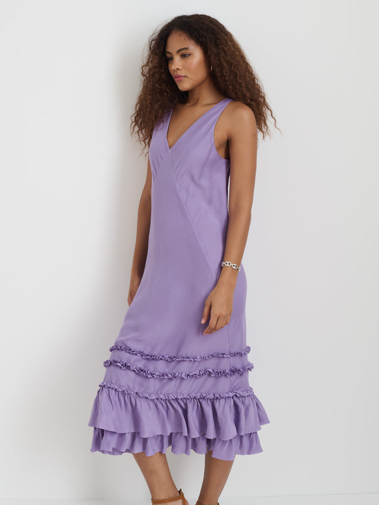 Alex Mill Lilly Dress In Washed Silk Lilac