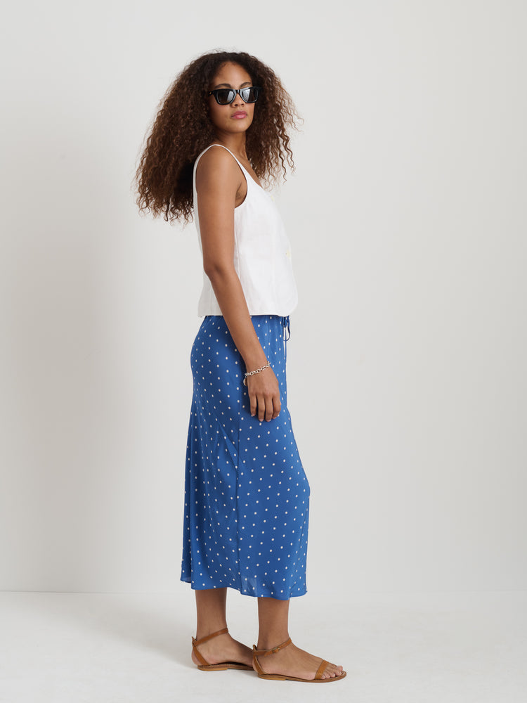 Alex Mill Lilly Slip Skirt In Dot Blue/White