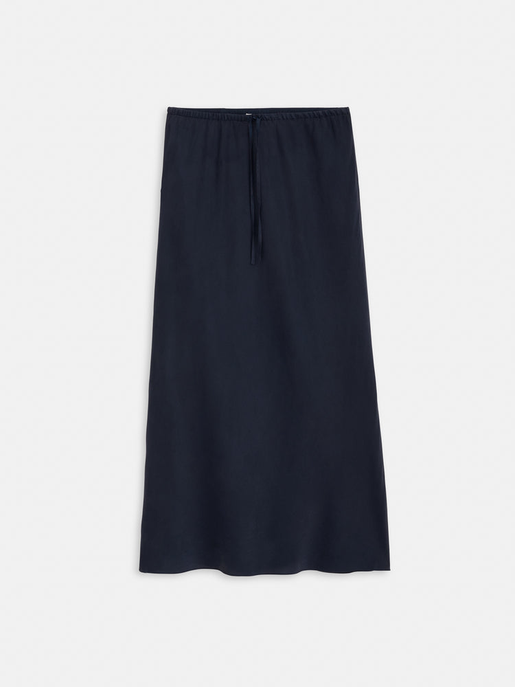 alex mill Lilly Slip Skirt In Washed Silk Navy