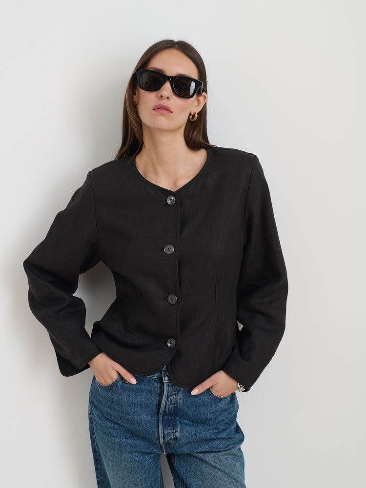 Alex Mill Luna Jacket In Linen Black