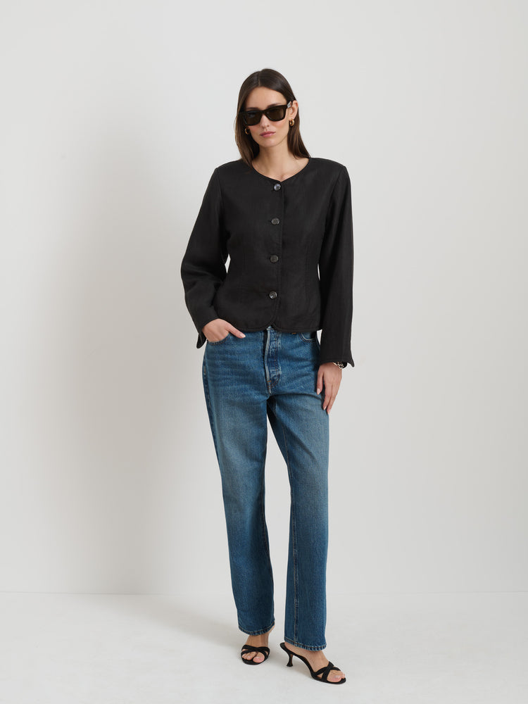 Alex Mill Luna Jacket In Linen Black