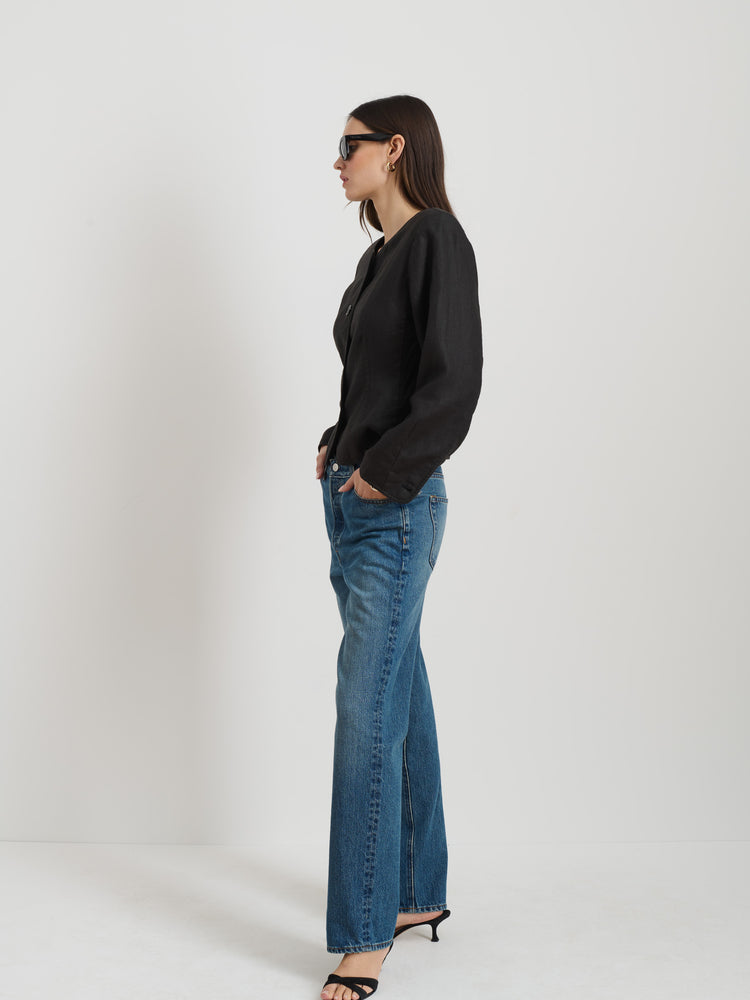 Alex Mill Luna Jacket In Linen Black