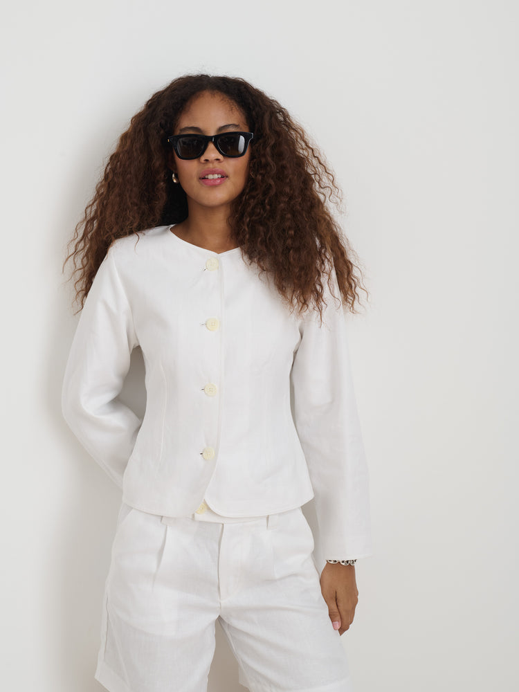 Alex Mill Luna Jacket In Linen Off White