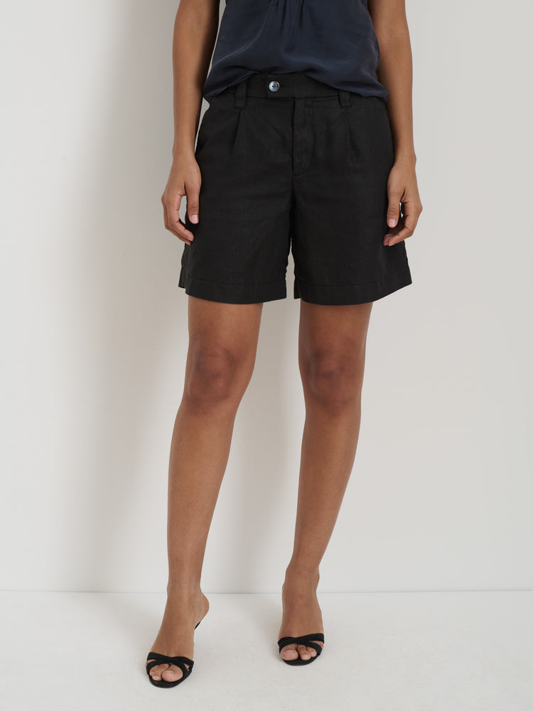 Alex Mill Luna Pleated Short In Linen Black