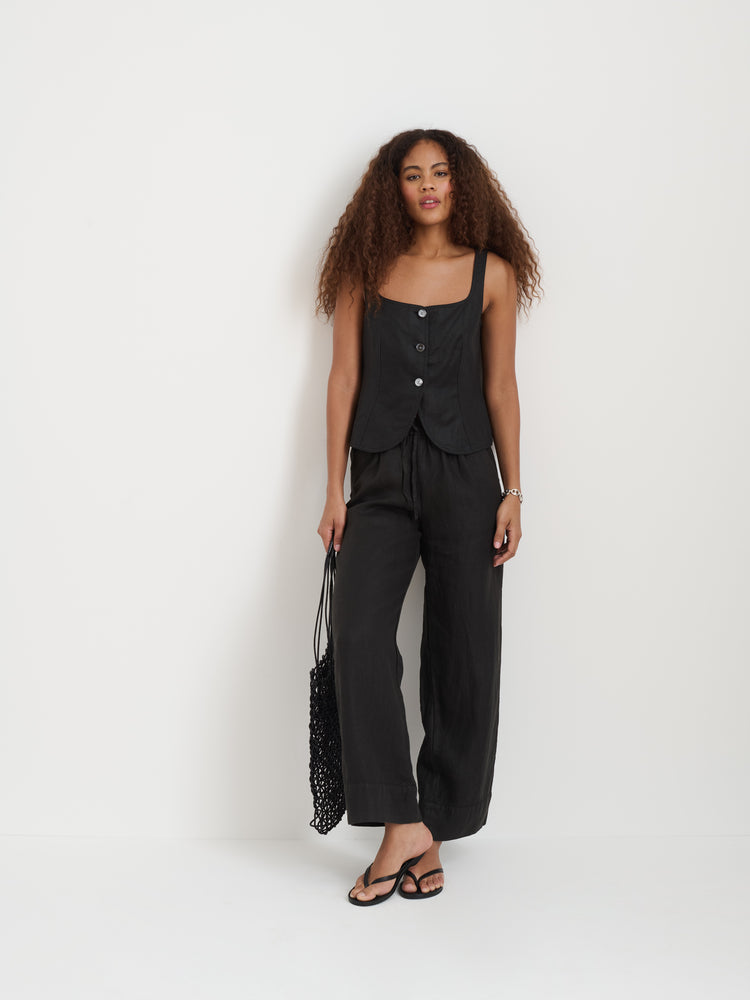 Alex Mill Luna Vest In Linen Black