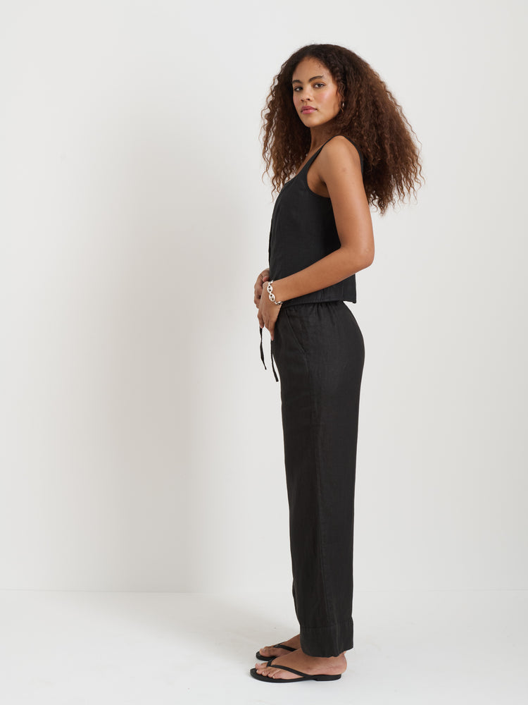 Alex Mill Luna Vest In Linen Black