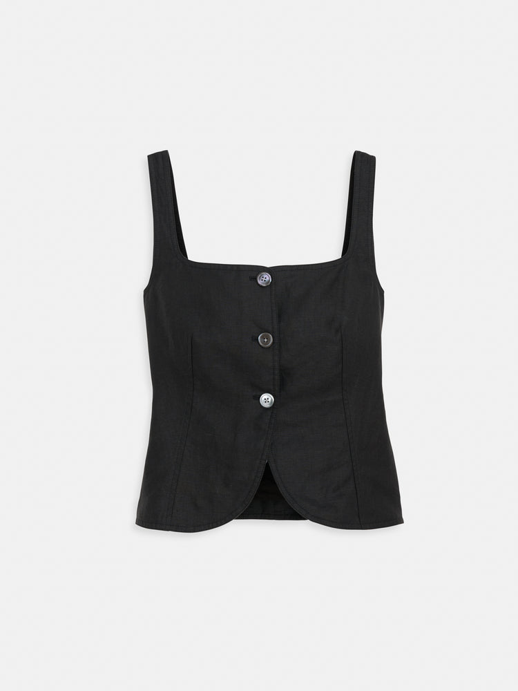 alex mill Luna Vest In Linen Black