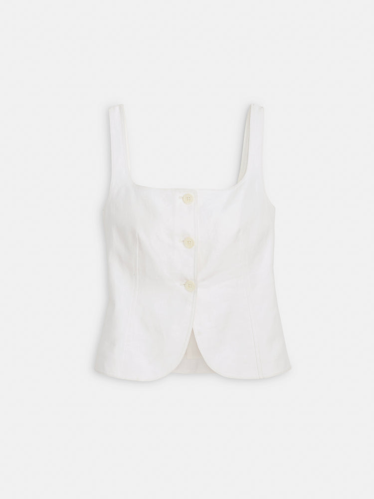 alex mill Luna Vest In Linen Off White