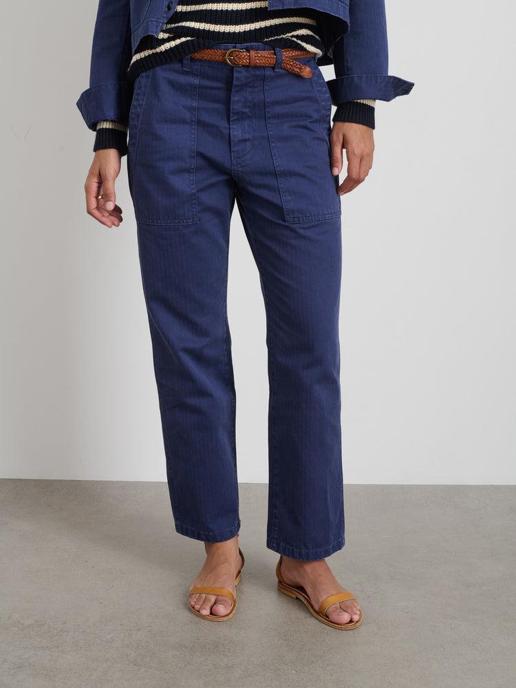 Alex Mill Neil Pant In Herringbone Midnight Blue