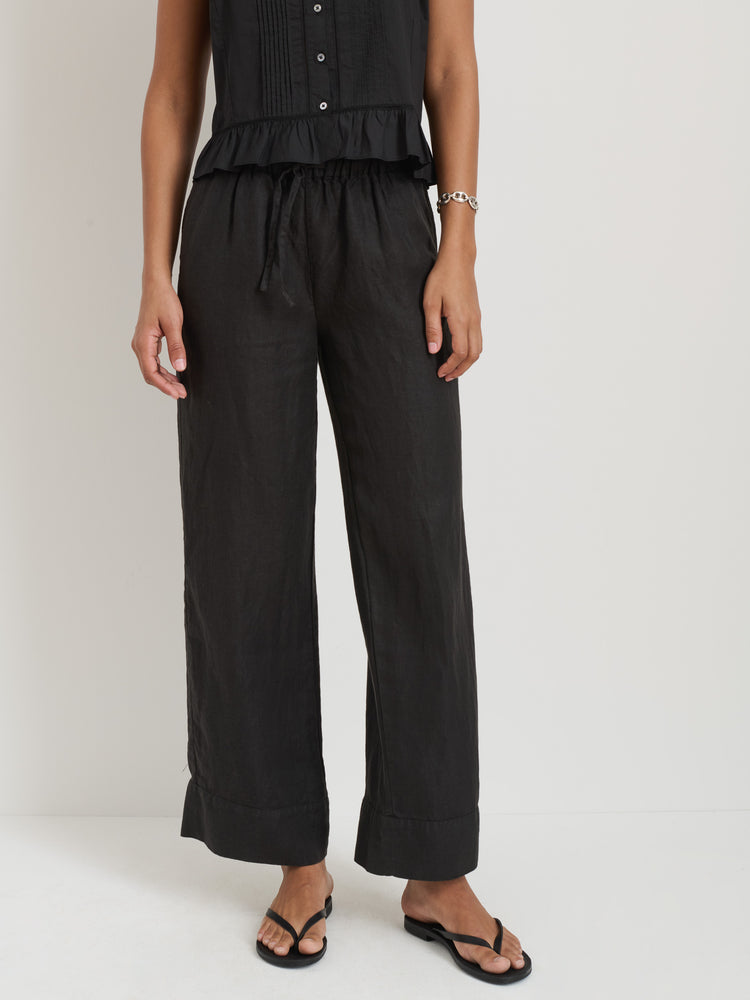 Alex Mill Riley Pant In Linen Black