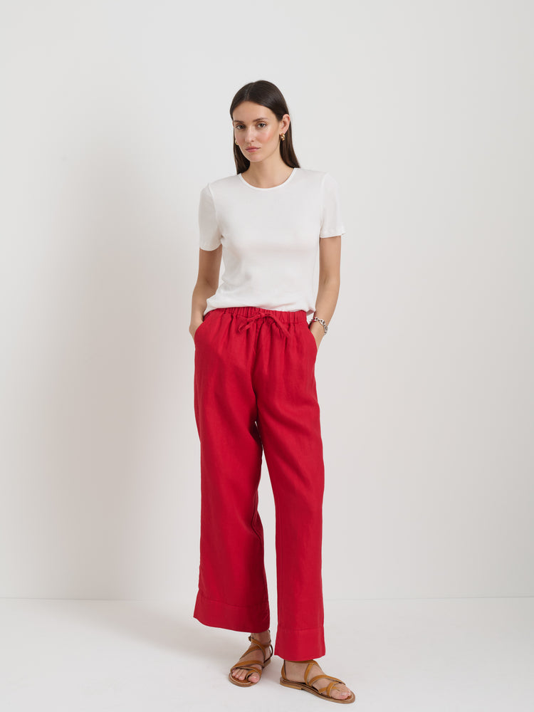 Alex Mill Riley Pant In Linen Crimson