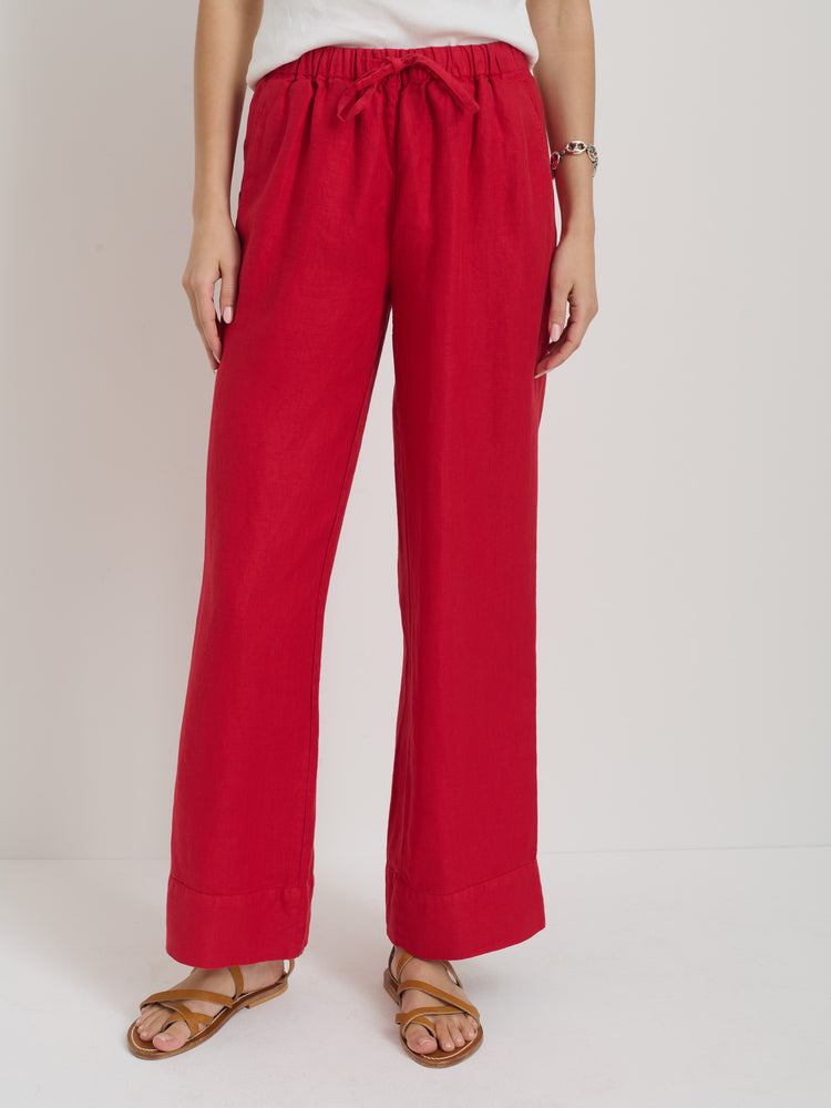 Alex Mill Riley Pant In Linen Crimson