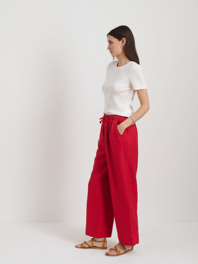 Alex Mill Riley Pant In Linen Crimson