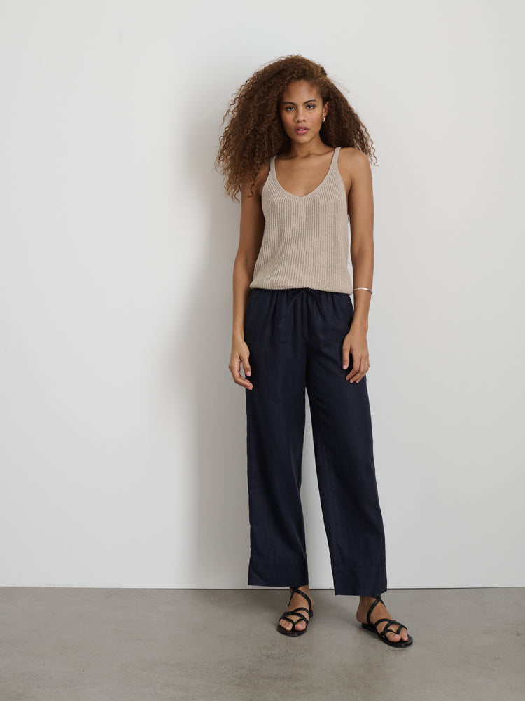 Alex Mill Riley Pant In Linen Dark Navy