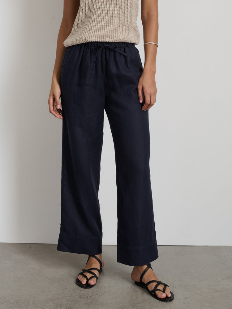 Alex Mill Riley Pant In Linen Dark Navy