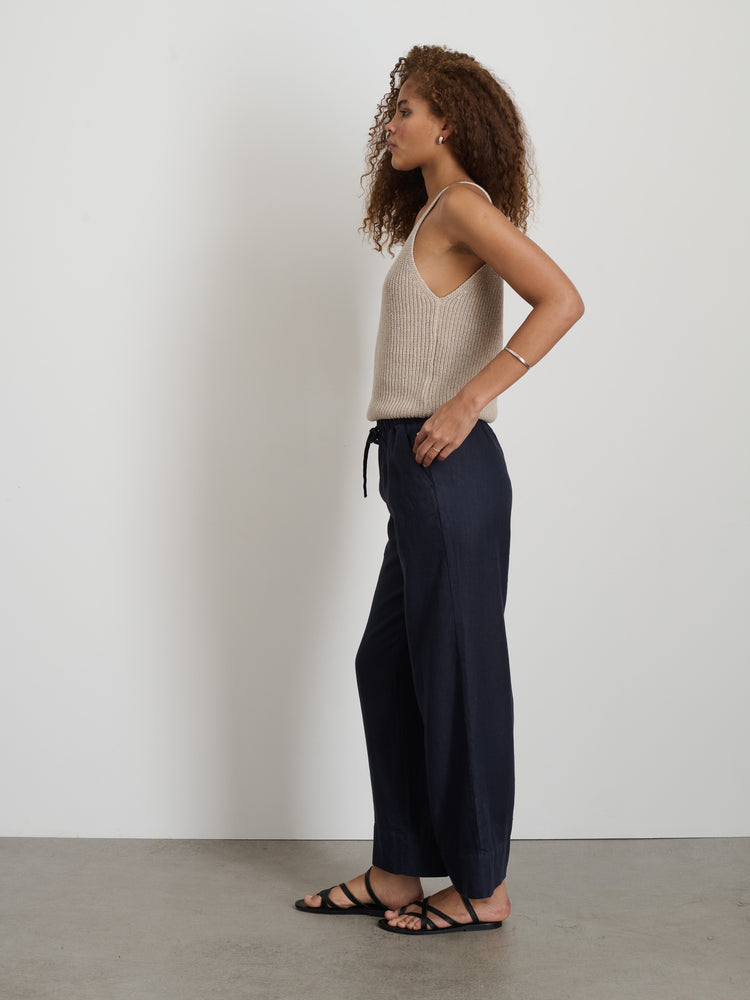 Alex Mill Riley Pant In Linen Dark Navy