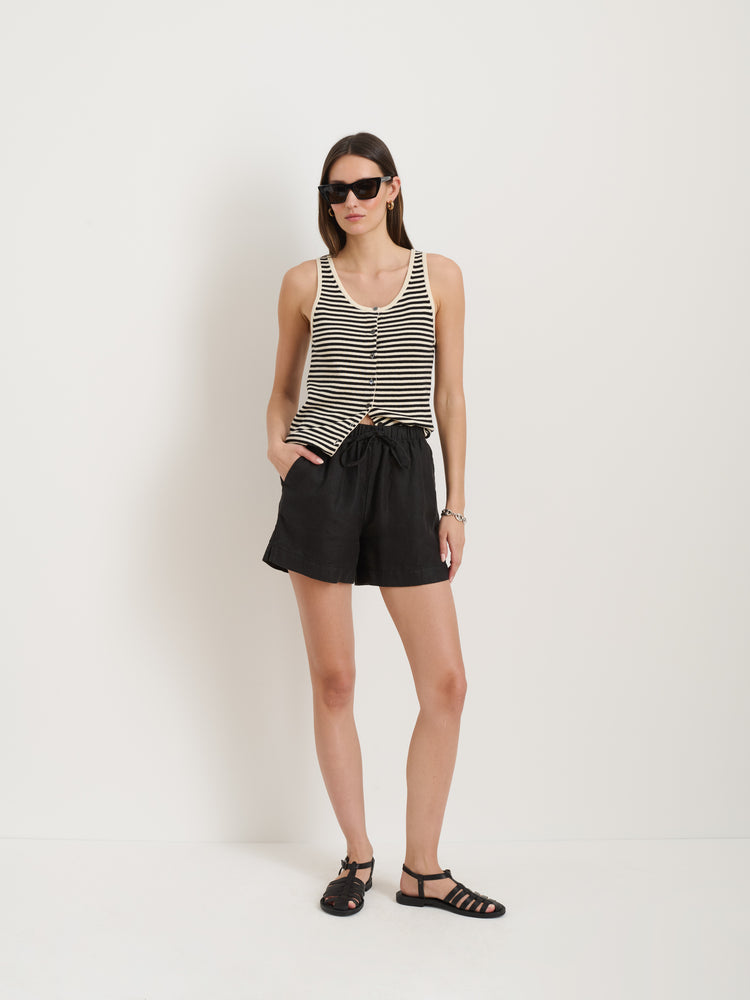 Alex Mill Riley Pull On Short In Linen Black