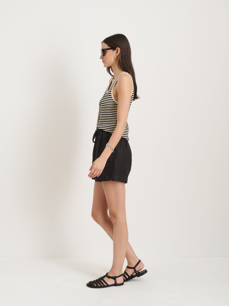 Alex Mill Riley Pull On Short In Linen Black