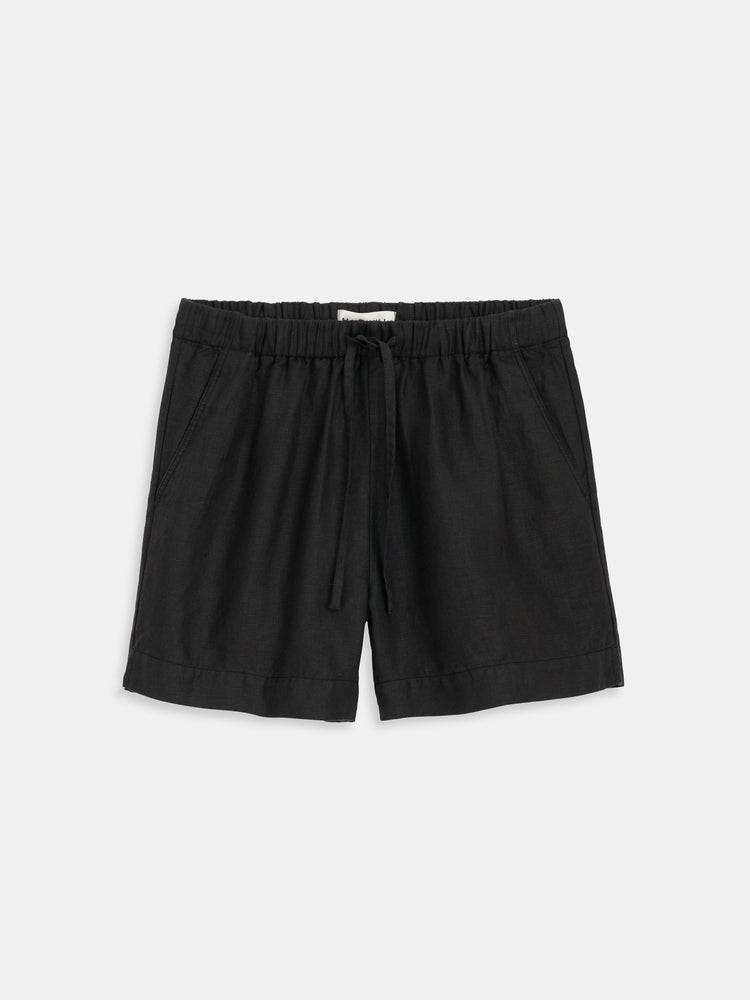 alex mill Riley Pull On Short In Linen Black