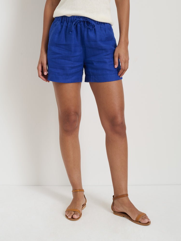 Alex Mill Riley Pull On Short In Linen Blue