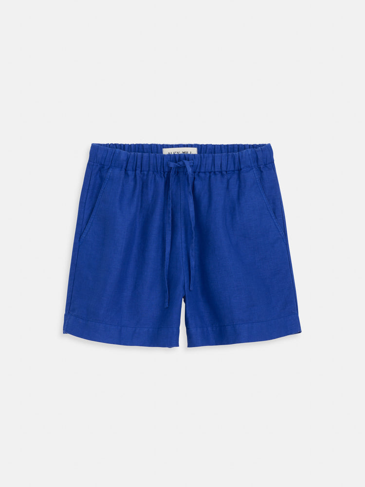 alex mill Riley Pull On Short In Linen Blue