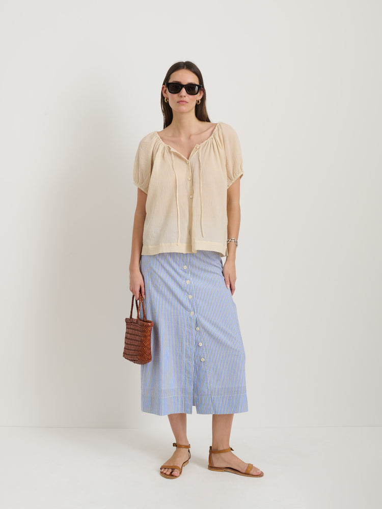 Alex Mill Rose Top In Crinkle Cotton Off White