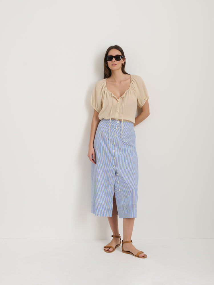 Alex Mill Rose Top In Crinkle Cotton Off White