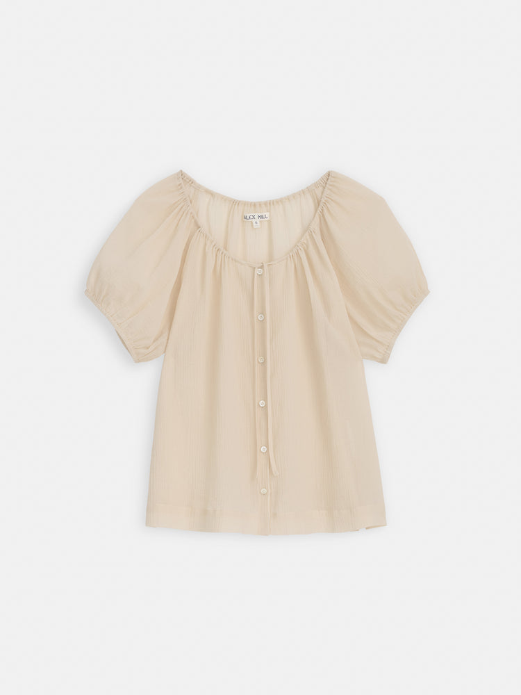 alex mill Rose Top In Crinkle Cotton Off White