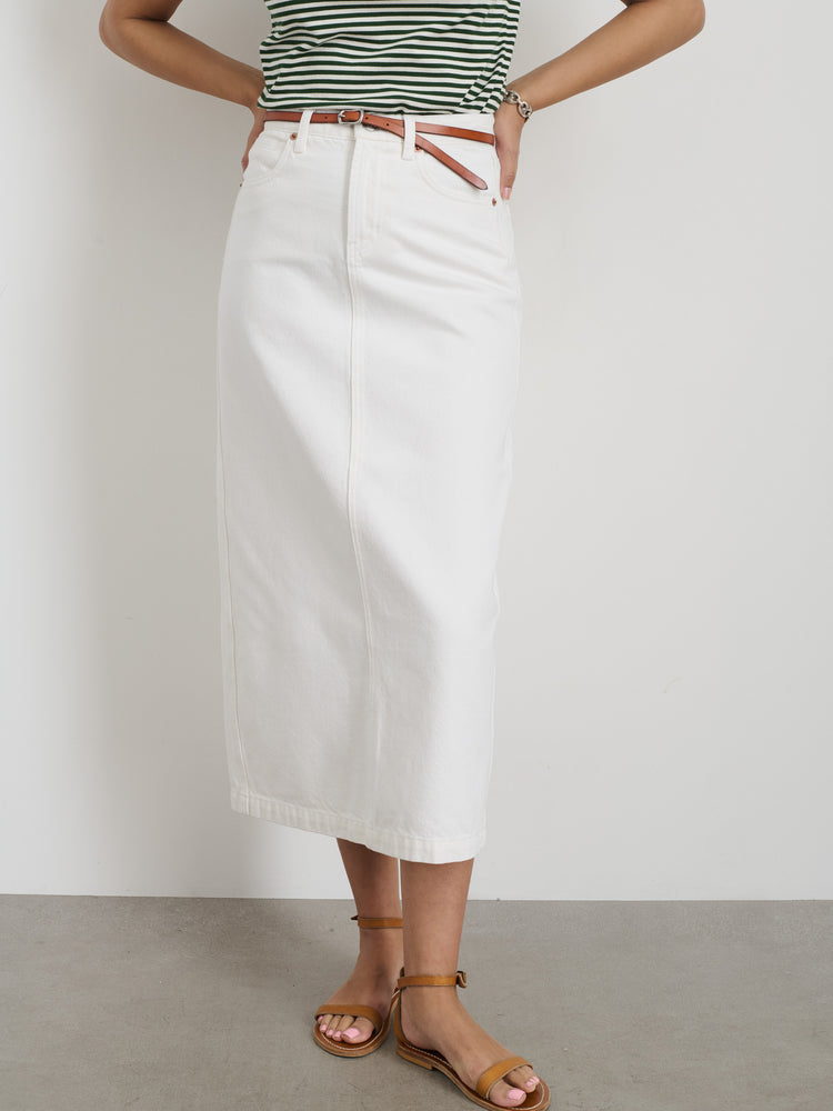 Alex Mill Ruby Denim Skirt In White Denim Sea Salt
