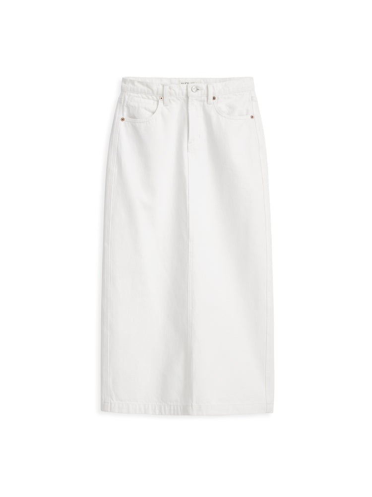 alex mill Ruby Denim Skirt In White Denim Sea Salt