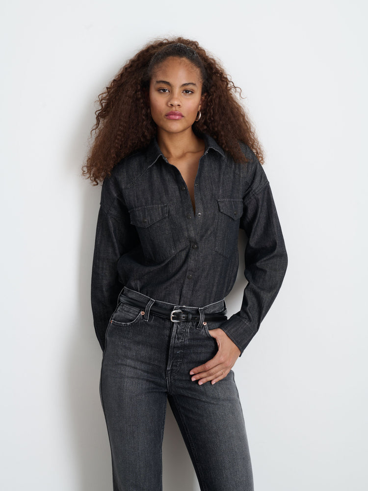 Alex Mill Santa Fe Shirt In Black Denim Black Wash