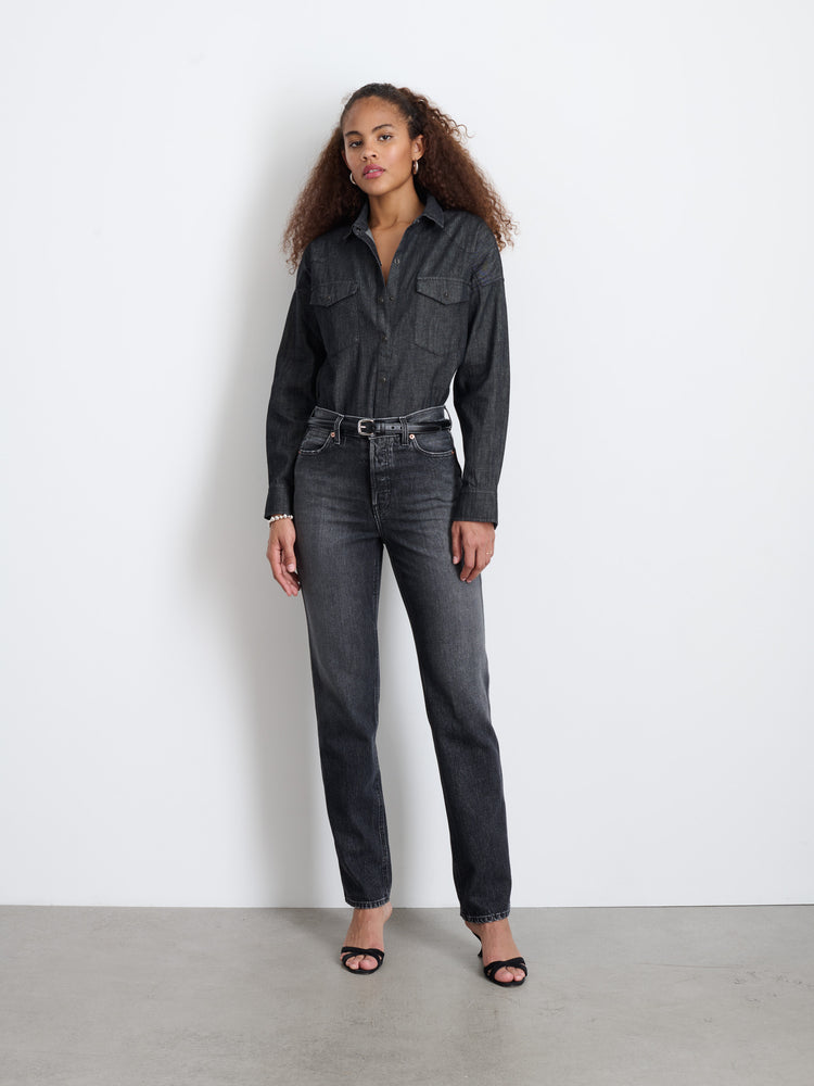 Alex Mill Santa Fe Shirt In Black Denim Black Wash