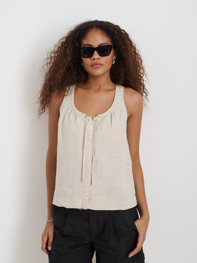 Alex Mill Sidney Top In Flax Linen Flax